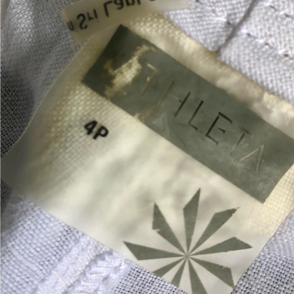 Athleta Boho Soft Linen Bright White Beachy Casual Drawstring Ankle Pants 4P